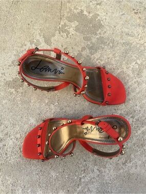Lanvin Orange Studded Open-Toe 3in heel Sandals